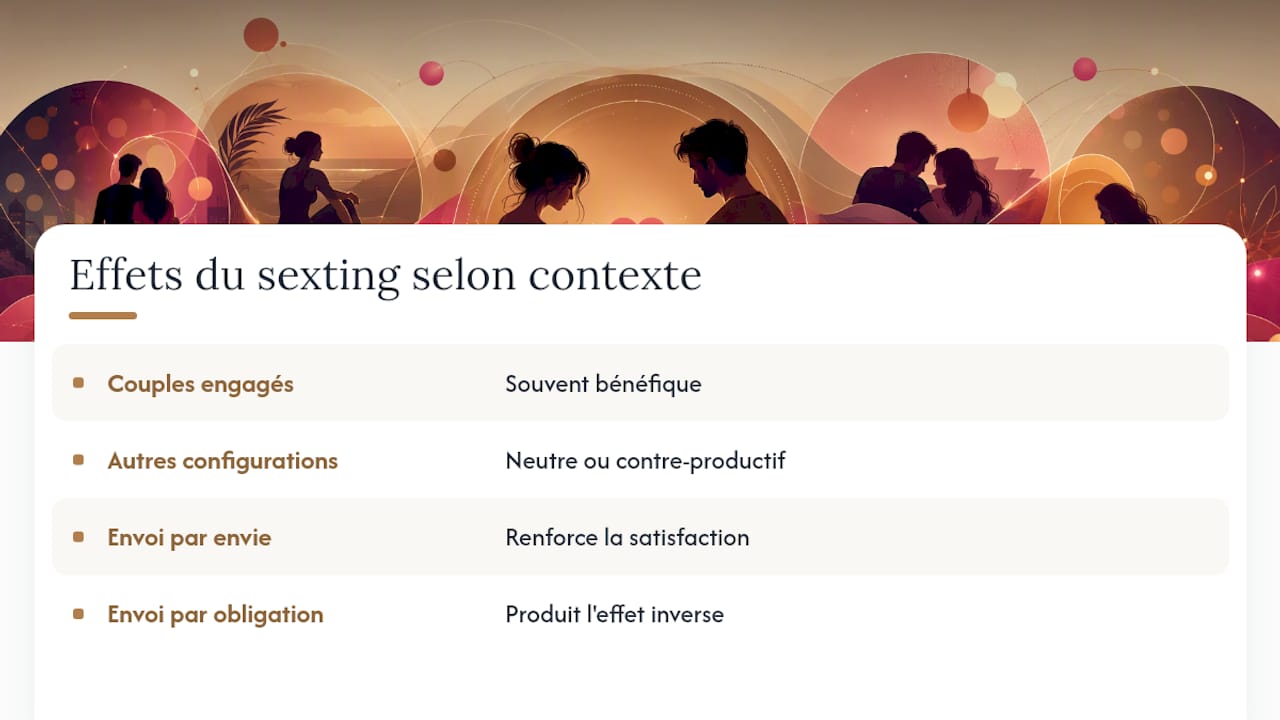 Schéma illustrant les effets du sexting selon le type de relation et le style d’attachement