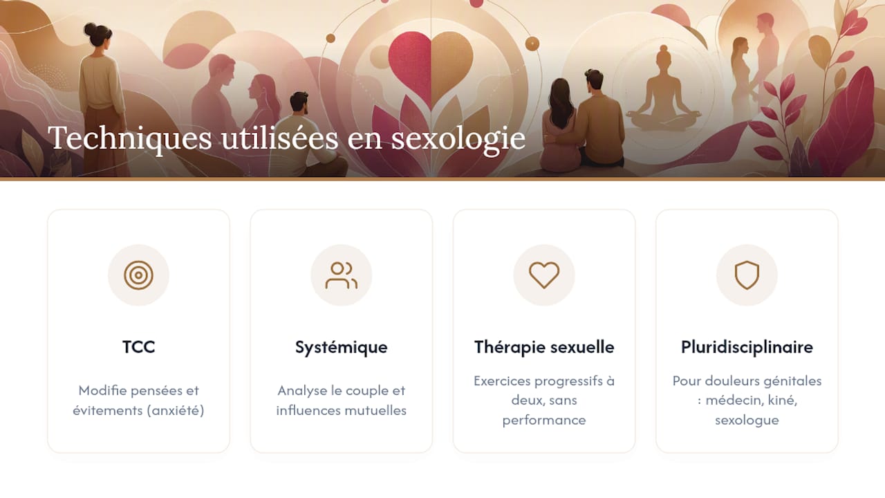 Quelles techniques utilisent réellement les sexologues ? — overview diagram